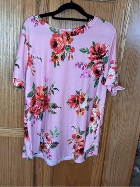 Reborn J Pink Floral Tie Sleeve Blouse XL
